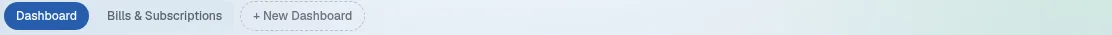 The dashboard switcher tab row above the month selector