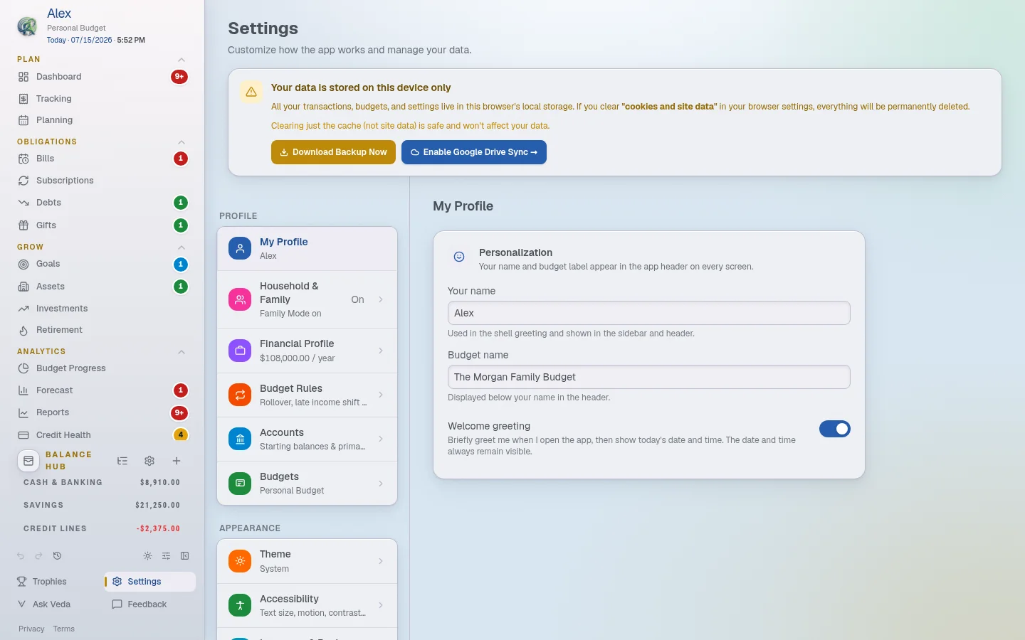Settings View