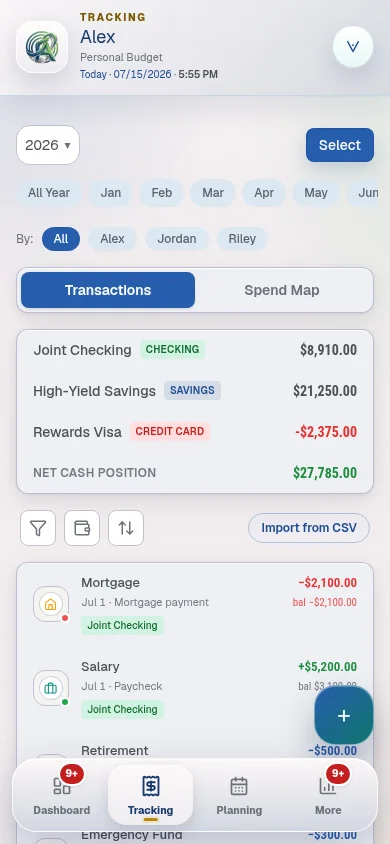 Finaura Transactions on mobile
